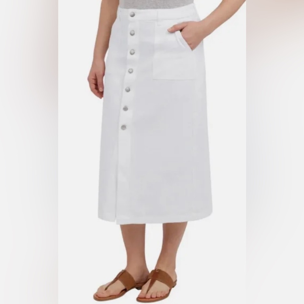 Wrangler White Midi Skirt with Buttons